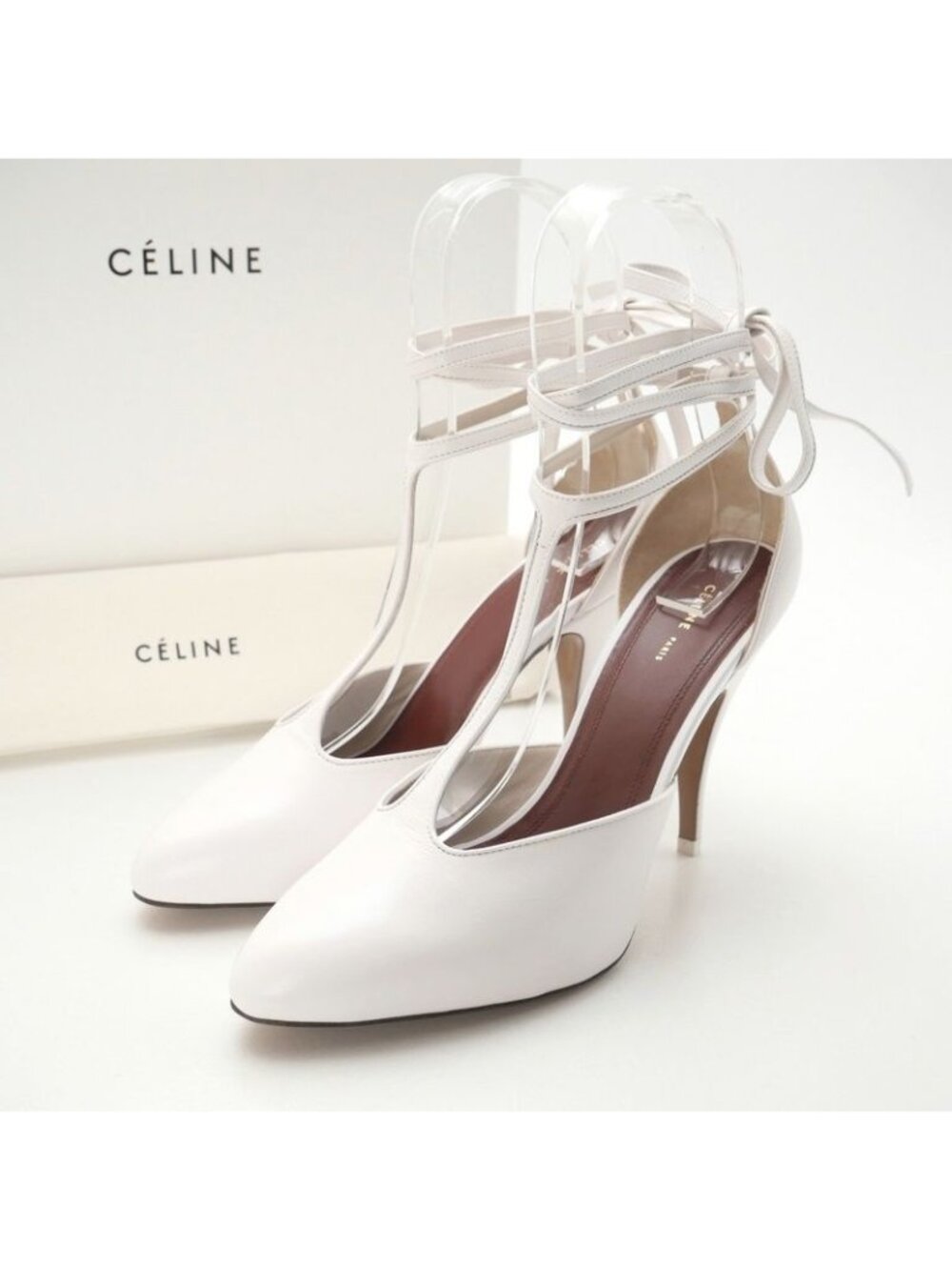 Celine Pumps Phoebe Philo Era Night Out Kidskin Leather T Strap Shoes 37